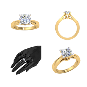 แหวนทอง10K สุดหรูของผู้หญิงคลาสสิกพร้อม1.02Cts ชัดเจนเทียบกับแล็บเครื่องประดับเพชรสีสำหรับปลูก - Product Image 2