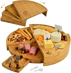 Juego de tablas de queso de charcutería de cocina de madera de acacia, herramientas de queso extralargas grandes, aperitivos de fiesta, acero inoxidable - Product Image 3