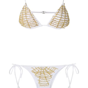 Ropa de playa con diseño sexy personalizado Conjunto de bikini con cuentas listo para usar con logotipo frontal para salidas - Product Image 1