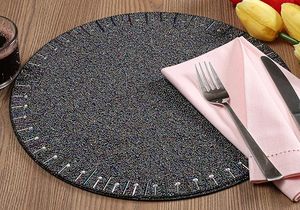 Luxury Modern Glass Beaded Placemat for Dining <b>Table</b> <b>Blue</b> Rainbow Color for Holiday Easter Wedding Parties - Product Image 6