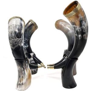 Corne à boire authentique de style viking pour bière, ale ou hydromel, fabriquée à la main à partir de corne naturelle, style guerrier médiéval, tasse rustique de qualité supérieure - Product Image 6