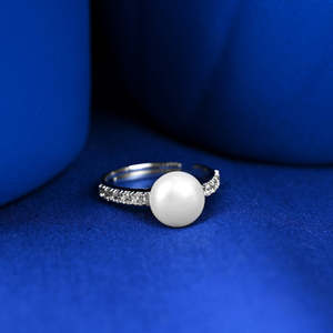 Anillos de Plata de Ley 925 de Primera Calidad para Mujer, Chapados en Rodio con Circonita y Perla para Bodas - Product Image 2