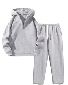 Custom Logo Fleece Polyester/Cotton High Quality Material Manufacture Men Half Zipper Vintage Loose Fit Tracksuit Wholesale - Product Image 1