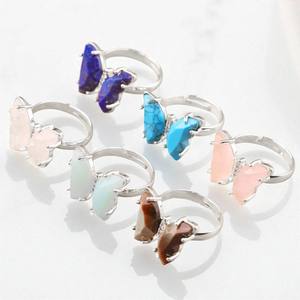 ชุดแหวนเงินแท้925เป็นรูปตัว Vermeil แบบง่ามตรงแกะสลักเครื่องประดับอัญมณี Lapis Lazuli ขายส่ง - Product Image 2