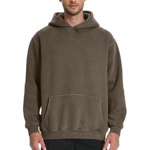 Sudadera con capucha personalizable de 480gsm con cremallera y diamantes de imitación para hombre, ropa de calle Boxy Fit Sun Faded Acid Wash recortada de invierno - Product Image 2