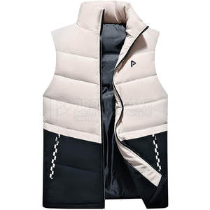 Chaleco acolchado de poliéster de nailon de invierno informal para hombre hecho a medida al mejor precio con cuello mandarín para uso exterior a la venta en línea - Product Image 1