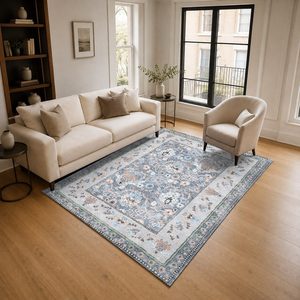 <b>RUGS</b> DEPOT LXDP-0273 Wholesale Grey Silver Traditional Medallion Digital Printed Machine Washable Chenille Area <b>Rug</b> <b>Non</b> <b>Slip</b> - Product Image 2