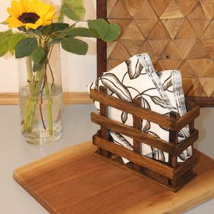 Porte-serviettes en bois rustique avec sculptures artisanales pour table à manger cuisine comptoir restaurant café décoration - Product Image 2