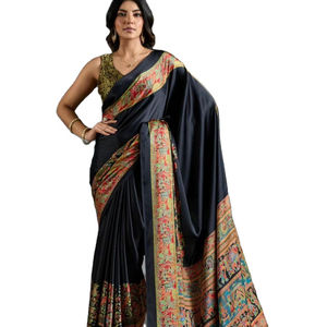 Muy suave textura ligera/peso ligero Kitty Party especial Digital impreso Sari elegante con pieza de blusa de contraste al por mayor - Product Image 1