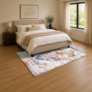 Tapis RUGS DEPOT LXDP-0581 – Tapis ethnique multicolore neutre Kilim imprimé numériquement, lavable en machine, en chenille, antidérapant – Vente en gros - Product Image 3