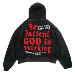 Acid Wash Casual Oversize Pull 100% Coton French Terry Dtf Impression Pocket Hoodies Streetwear Puff Hood Brodé Hiver - Product Image 6