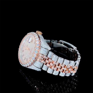 Reloj Moissanite automático totalmente helado para hombre, relojes de diamante personalizados de acero inoxidable Hip Hop con cara grande - Product Image 2