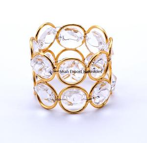 Servilleteros con cuentas de cristal dorado brillante en forma redonda para Decoración de mesa de cena de fiesta de boda servilleteros - Product Image 1