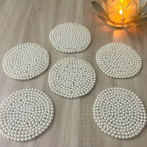 Handmade Portable <b>Glass</b> Beaded <b>Coasters</b>-Classic Drink <b>Coasters</b> with Polyester Backing (4x4 Inch) for Church & Religious Gifts - Product Image 2