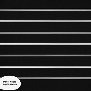 Panneaux de mur à lattes renforcés noirs VIMASLAT fabriqués en Espagne, 19 mm, inserts en panneaux de particules haute densité en aluminium blanc de 1,2 mm pour présentoirs - Product Image 2