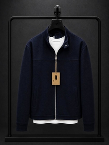 <b>Men's</b> <b>White</b> Cotton Puffer <b>Jacket</b> Stand Collar Zipper Closure Casual Knitted Solid Color Winter Wear Waterproof Nonwoven Front - Product Image 4