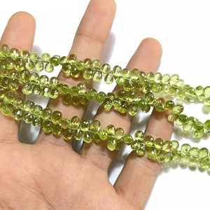 Cuentas de Briolette con forma de gota de pera facetada de peridoto natural, piedras preciosas naturales de calidad AAA para joyería - Product Image 4