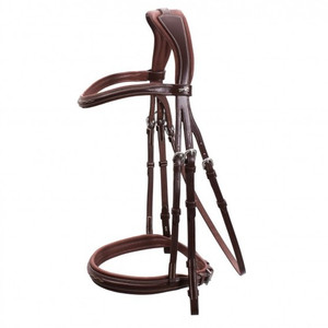 Bride anatomique en cuir italien Heavy Smart Duty Logo personnalisé Équipement d'équitation et de course Qualité supérieure Fabriqué en Italie - Product Image 3