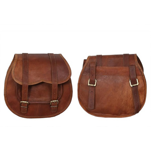 Sacoche latérale réglable en cuir pour moto, sacoche marron vintage pour rangement de vélo et pochette d'organisation de voyage - Product Image 2