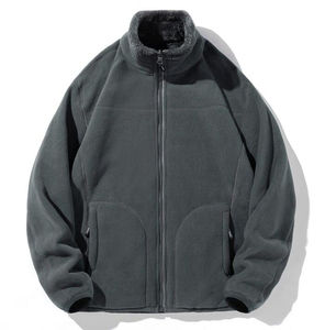 Veste d'extérieur à fermeture éclair en polaire Sherpa pour hommes tendance avec logo personnalisé hiver extérieur respirant nouveau design avec techniques brodées - Product Image 1