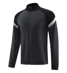 Tops de entrenamiento de fútbol para hombres de alta calidad, chándal de fútbol de invierno con cremallera completa con rayas de alta visibilidad, conjuntos al por mayor - Product Image 6
