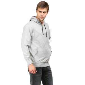 Men's Gray Hooded <b>Sweatshirt</b> Regular Fit Cotton French Terry Casual Pullover with Front Pocket Autumn Wear - Product Image 5