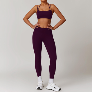 Leggings de gymnastique taille haute pour femmes ensemble de 2 pièces en gros personnalisable respirant vêtements de sport printemps amovible Pad veste Scunch - Product Image 4