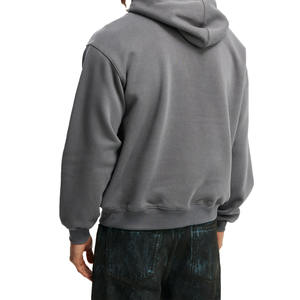 Sudadera con Capucha Extra Grande Gris Unisex, Felpa Gruesa, Logotipo Minimalista, Ropa Urbana para Marcas de Venta al Por Mayor OEM - Product Image 3