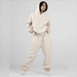 Meilleurs pantalons de survêtement à capuche tendance 2 pièces ensembles imprimé coton polaire simple tenue décontracté Hip Hop survêtement pour hommes et femmes - Product Image 1