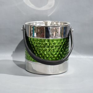 Seau à vin et à glace en acier inoxydable résistant à la rouille avec un design texturé vert élégant pour les fêtes intérieures et extérieures - Product Image 3