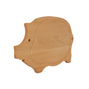 Planche à découper en bois de hêtre en forme de cochon 41x24 cm avec rainure à jus, finition non poncée, plateau de service, vente en gros, personnalisable avec logo - Product Image 3