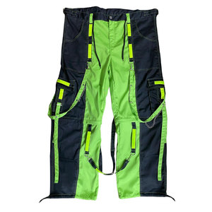 Pantalon gothique néon pour homme, vert et noir, jambes fendues, boucles, sangles, chaînes, cargo, emo 2026 - Product Image 2