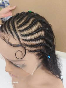 Commercio all'ingrosso treccia intrecciata naturale crudo vergine pizzo frontale trasparente HD 360 fullace intrecciato parrucche per donne nere - Product Image 4