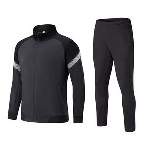 Ensemble de survêtement élégant 100% coton pour hommes veste sarcelle et pantalon noir taille élastique pour le sport décontracté Jogging Gym activités de plein air - Product Image 6