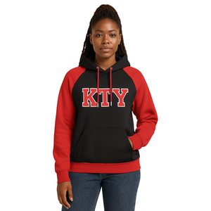 DST Delta Noir Corps Rouge Manches Raglan Pull À Capuche Coton Mélange Grec Sororité Vêtements Divine Nine HBCU Greek Life Clothing - Product Image 1