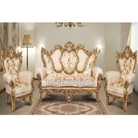 Ensemble de canapés classiques de style indien Maharaja, style victorien exclusif, meubles de salon en bois sculptés à la main pour grandes villas