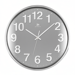 JUSTAMINUTE 35.5cm <b>Wall</b> <b>Clock</b> Grey and <b>Chrome</b> 00816G - Product Image 2