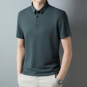 <b>Men</b> Ice Silk <b>POLO</b> Shirt Short Sleeve T-shirt Jacquard Non Iron Lapel Collar Business Youth Popular Male <b>Tops</b> Casual T-shirt - Product Image 4