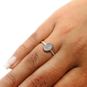 Anillo de compromiso de Plata de Ley 925, piedra lunar arcoíris Natural, forma ovalada, venta al por mayor, joyería hecha a mano para mujeres y niñas, India - Product Image 3