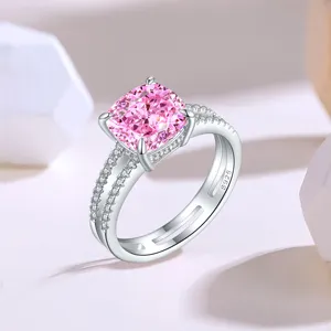 Wholesale Simple 925 Sterling Silver 3A Cubic Zirconia Luxury Engagements Rings Gemstone Wedding Promise Rings For Women