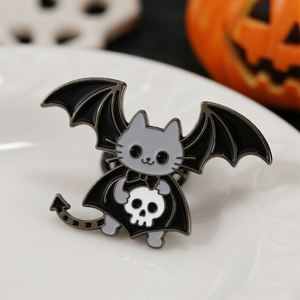OEM/ODM Available Cute for <strong>Cat</strong> &amp; Bat Halloween Brooch <strong>Antique</strong> Cartoon Enamel Pin Festive Jewelry Gift for Party &amp; Decoration - Product Image 2