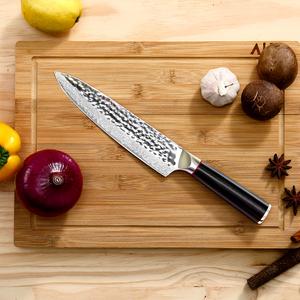 Venta al por mayor personalizado Damasco acero cocina cuchillo de corte con mango negro OEM ODM fábrica de cubiertos cuchillos de cocina baratos - Product Image 3