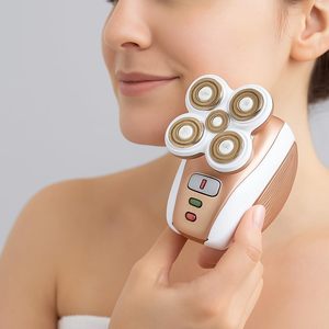 Depiladora Eléctrica Recargable para Piernas de Mujer, Depiladora Rotatoria Indolora para Recortar el Vello del Bikini, Dorada, USB, Lavable, con Cabezales de Repuesto - Product Image 2