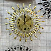 Offre spéciale, horloge murale de luxe en or avec design en cristal, montre à quartz silencieuse, décoration murale 3d pour le salon