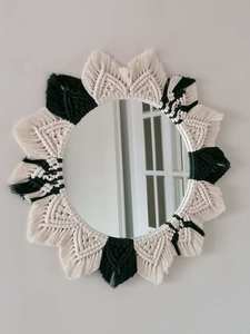 Mini Boho Tua macrame gương nhỏ gọn handmade bông tường treo cho không gian nhỏ hoặc văn phòng trang trí nội thất - Product Image 5