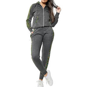 Survêtement de haute qualité avec broderie détaillée et survêtement de broderie deux pièces coupe confortable avec poignets et taille côtelés - Product Image 1