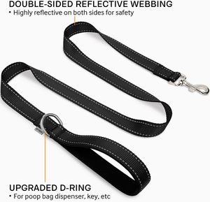 Hebilla de aleación giratoria de 360 °, hilo de cinta tejida reflectante de doble cara, correa de plomo para entrenamiento de perros y mascotas, 6 pies con mango acolchado suave - Product Image 2