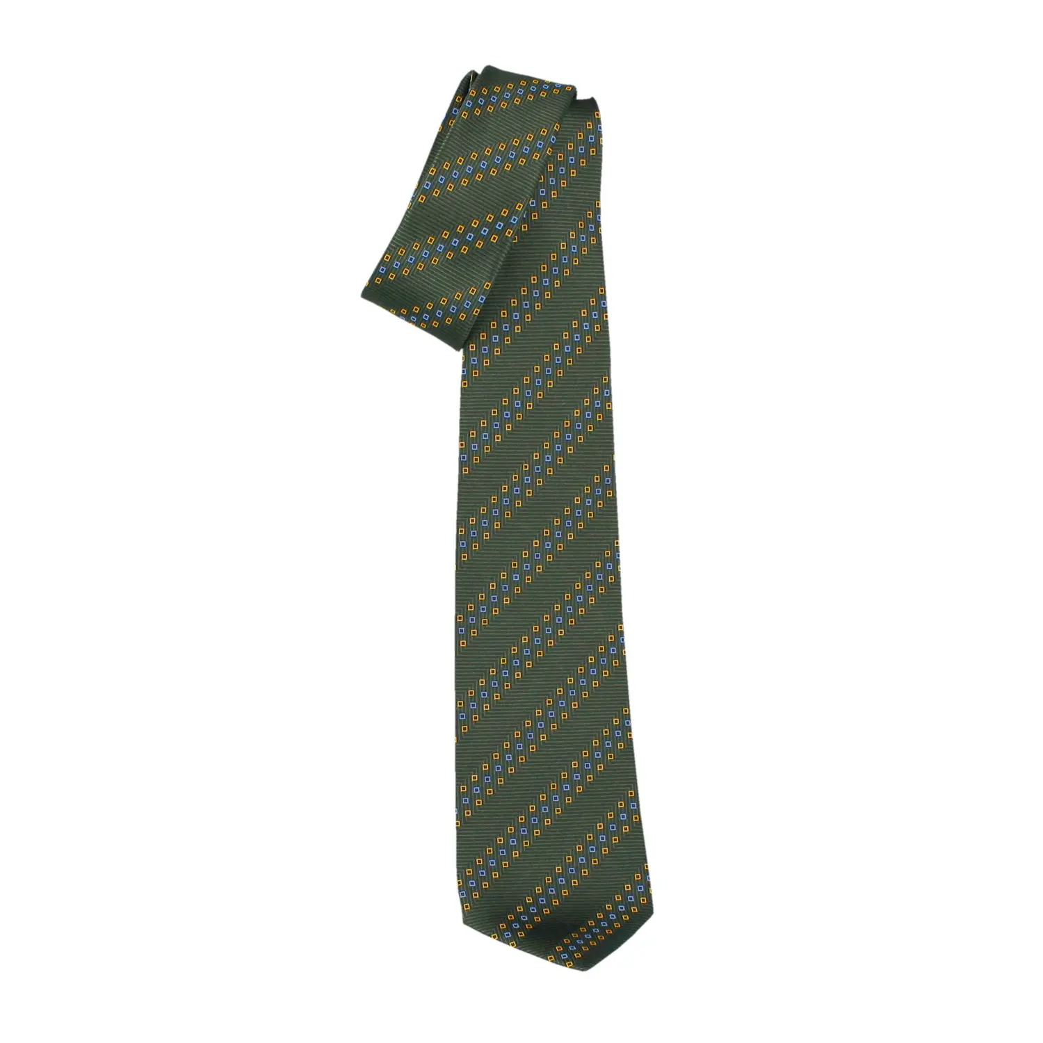 Luxurious Italian 100% Silk Seven Fold Ties - Length 148 cm Jacquard Ancona Green - Classic Accessories for the Gentleman