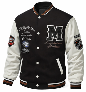 Vestes universitaires d'hiver personnalisées en toile pour hommes, élégantes, meilleures ventes, collège, baseball, nouveauté, col montant, logo avant, service OEM - Product Image 1