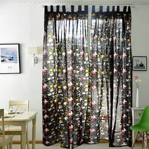 Indian Handmade Flowers Printed Curtain Drapes For Living Room Dining Room Bed Room With 2 Panel Set